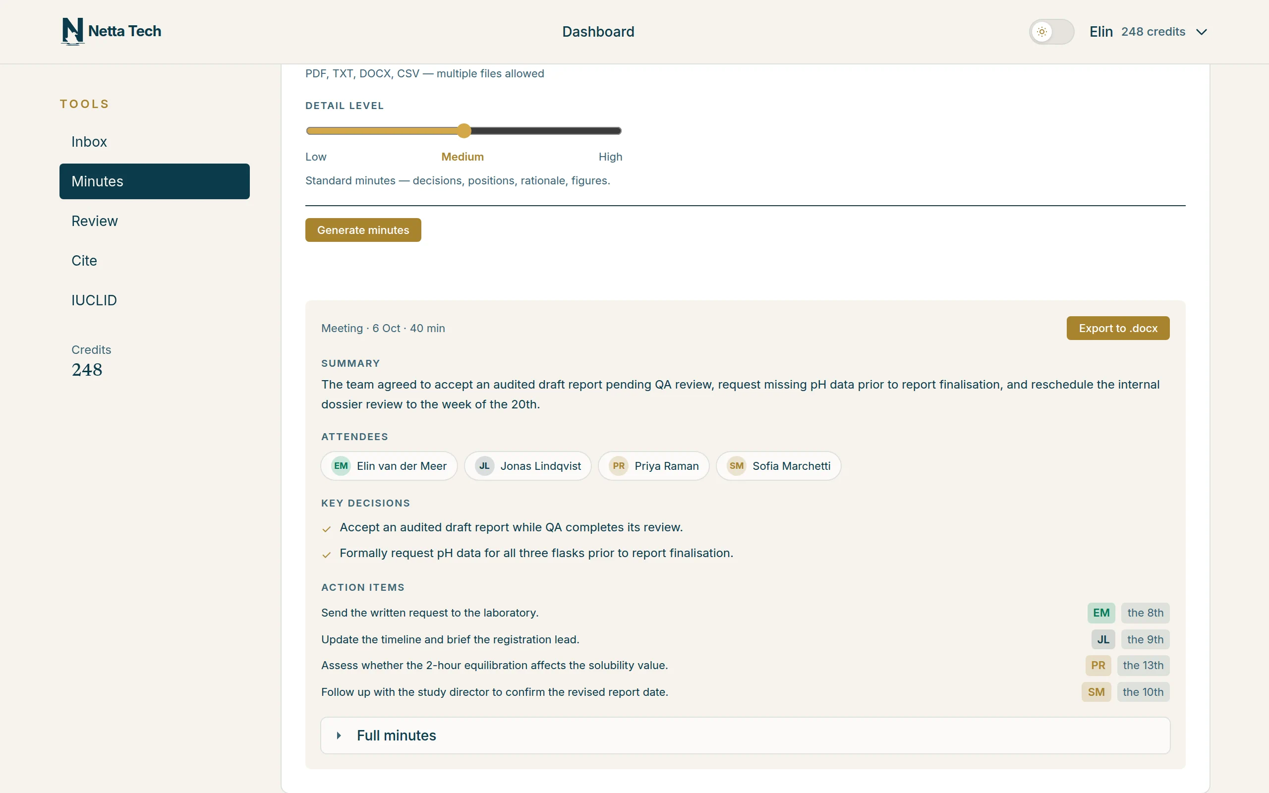 Netta Minutes: Meeting minutes your compliance team can file.